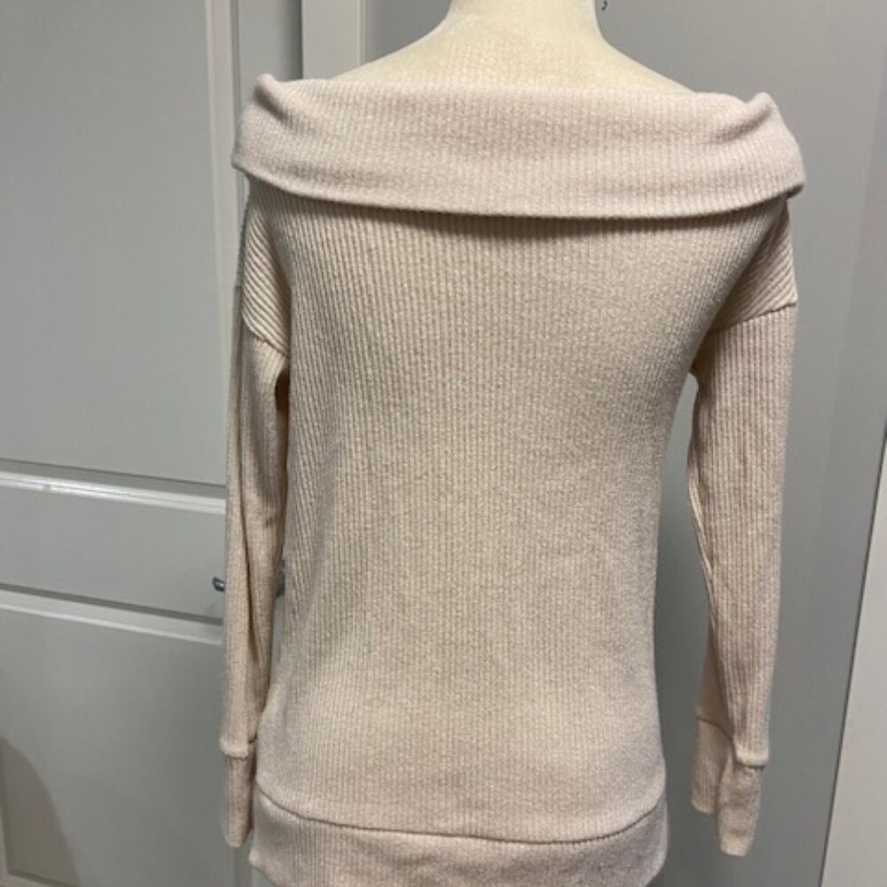 GAP Off-Shoulder Cream Ribbed Sweater -S - Picture 6 of 8